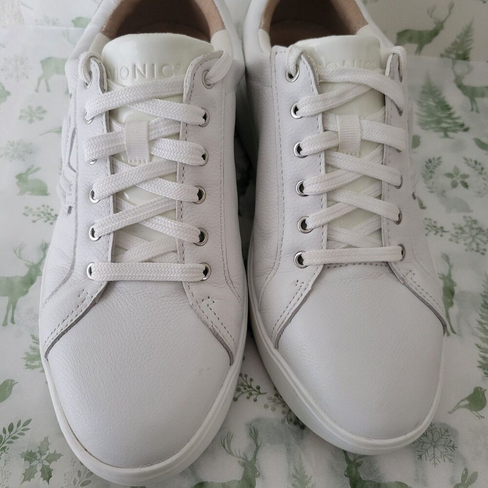 Vionic Kearny Women’s White Low Top Lace-Up Platform Leather Sneaker, Wide Fit - Picture 13 of 15